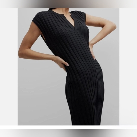 #098 Sz XS Maxi Dress - Freshman1996  Black Ribbed Knit - Picture 8 of 14